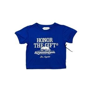 Honor the Gift Nordstrom Royal Blue Car Rat Logo T-Shirt Cropped Women's S NWT
